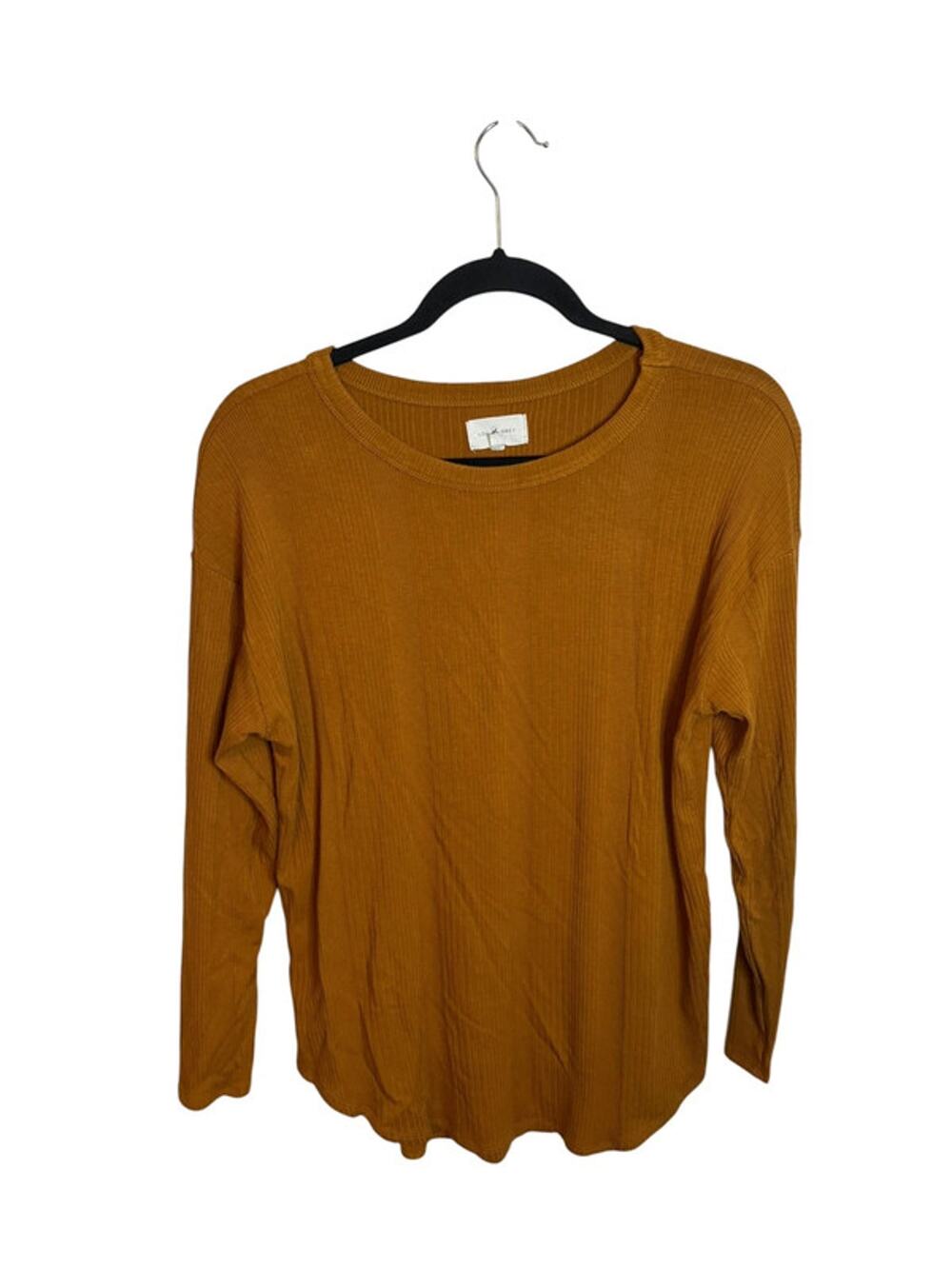 Lou & Grey Mustard Yellow Ribbed Crewneck Long Sleeve Top
